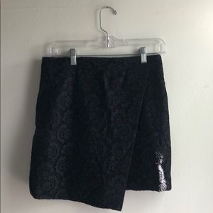 Wrap skirt with lace overlay